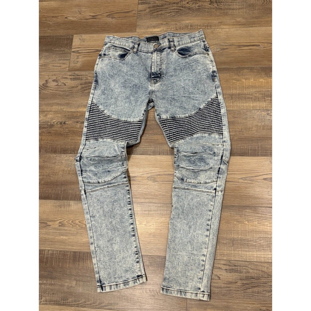 Steve's Jeans Men Size 34x32 Acid Wash Street Wear Moto Biker Striaght Mid Rise